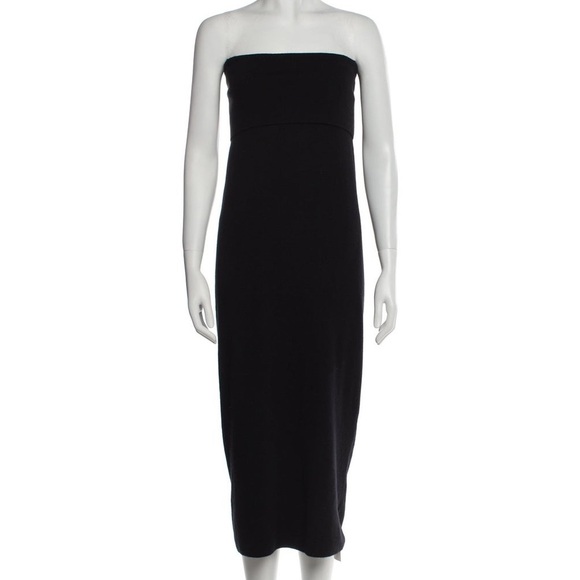 Donna Karan Black Cashmere Back Sheath Midi First Layer Strapless Dress NWT XL - Picture 2 of 11